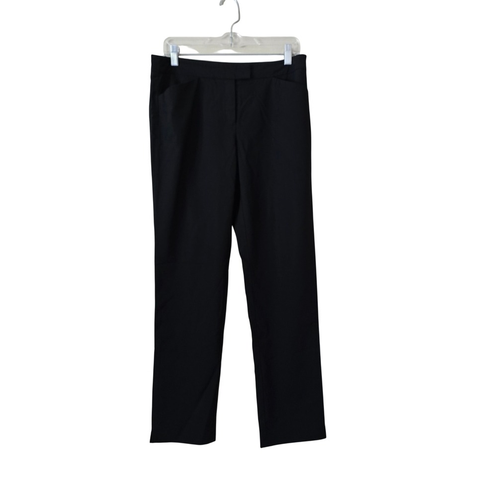 Lafayette 148 New York Irving Black Virgin Wool Stretch Straight Leg IPants 6